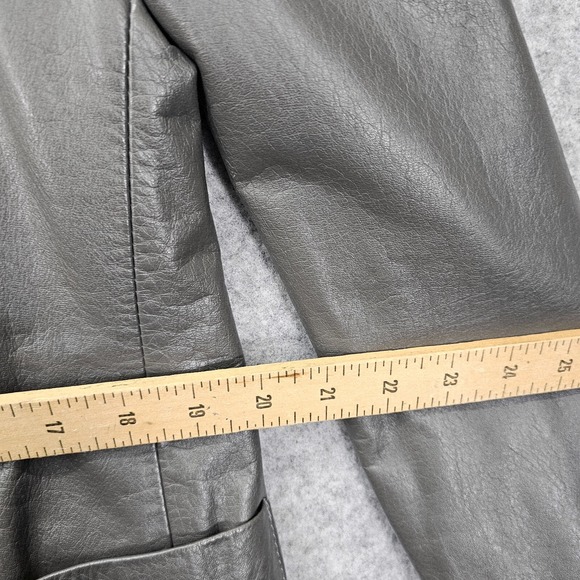 Vintage OLEG CASSINI Jacket Small Gray Genuine Leather Double Breasted 70s 20x29 - Picture 7 of 15